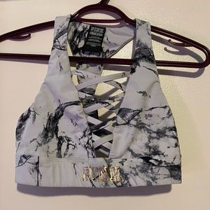 PINK VICTORIA SECRET LACE UP SPORTS BRA